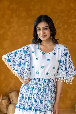 Azure Dress with Butterfly Sleeves 4