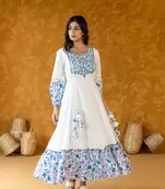 Azure Embroidered Long Dress