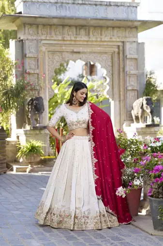Off White Navratri Lehenga Choli for Women