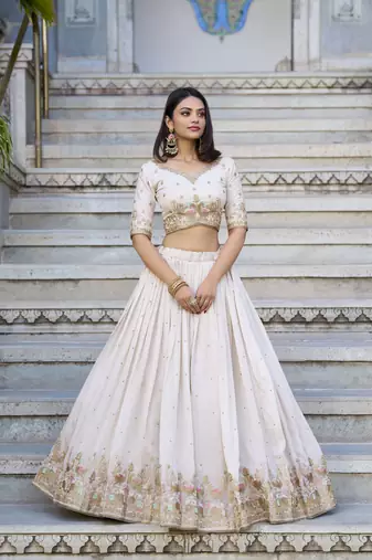 Off White Navratri Lehenga Choli for Women
