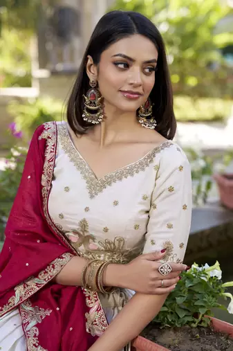 Off White Navratri Lehenga Choli for Women