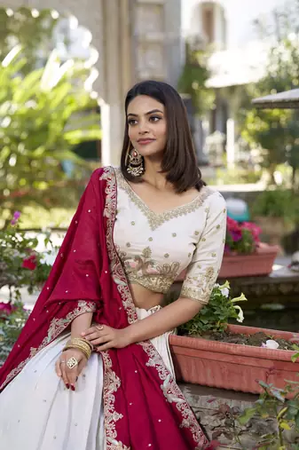 Off White Navratri Lehenga Choli for Women