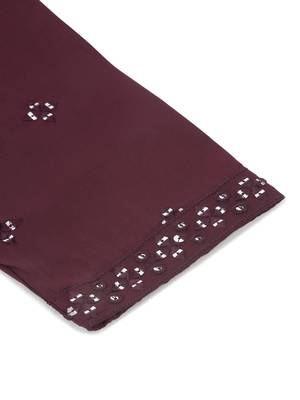 Maroon art silk mirror work kurta pajama set 5