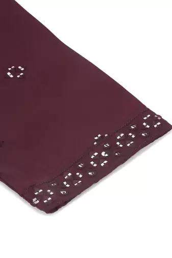 Maroon art silk mirror work kurta pajama set