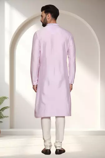 Pink art silk embroidery kurta pajama set