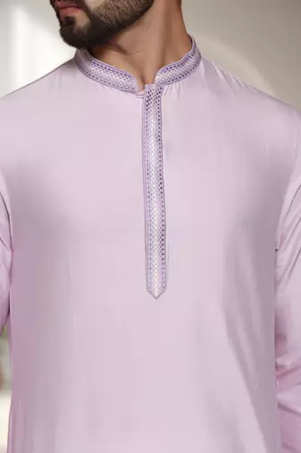 Pink art silk embroidery kurta pajama set