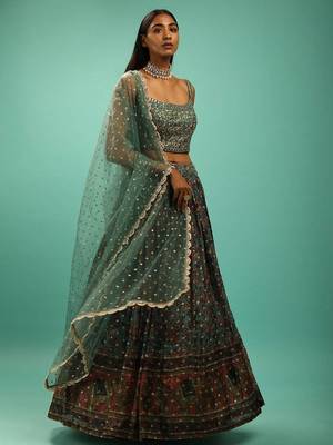 Green Party Wear Lehenga Choli for Women 1