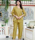  womens green solid kurti and palazzo set