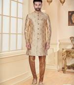 Fone jackard digital printed  mens indo western sherwani