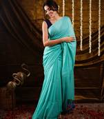 Oxfo blue sequenced mul cotton saree