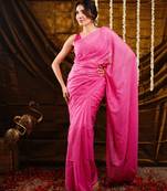Sweetie pink sequenced mul cotton saree