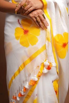 Handpainted cotton saree - blissful 3