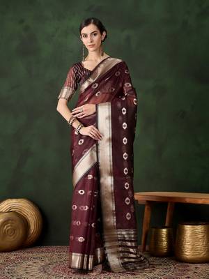 Women's violet color kahdi organza designer heavy zari weaving work saree 1