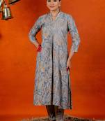 Beige,Grey Rayon Floral Printed Golden Lace Kurta With Pant