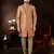 Peach jackard computer amrodery booti with thread silver zari work mens  sherwani