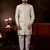 Cream computer amrodery booti with thread silver zari work mens  sherwani