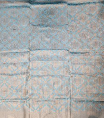 KORAMS DESIGN KANVI SILK ROYALS TEAL ZARI WOVEN DESIGN CLASSIC SAREE WITH BLOUSE  3