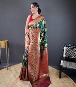 Green soft silk Blend saree with patola & contrast weaving border