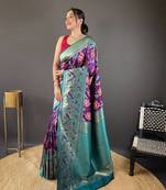Wine soft silk Blend saree with patola & contrast weaving border