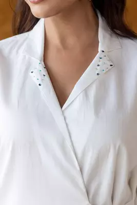White Embroidered Wrap around Co ord Set 5