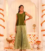 Green Sleeveless Kurti and Palazzo Set