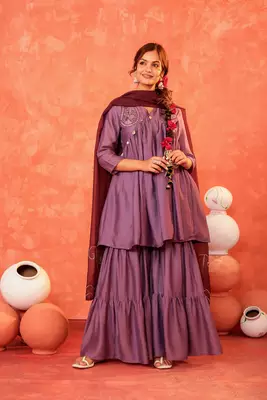 Lavender Kurti set with Sharara 1