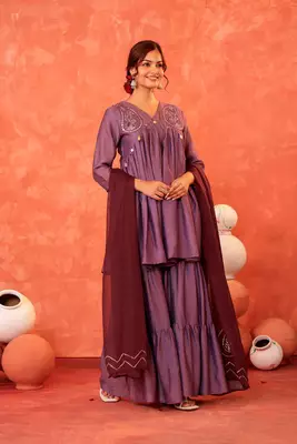Lavender Kurti set with Sharara 3