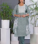 Lightgreen women lehariya printed embroidered aline kurta pant with dupatta set
