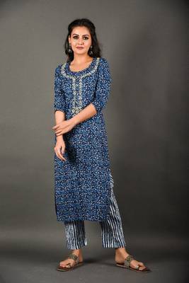 Indigo piece is an evergreen piece and comes with beautiful zardozi work with blue striped pants. 1