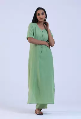 Green cotton kurta with pant 1