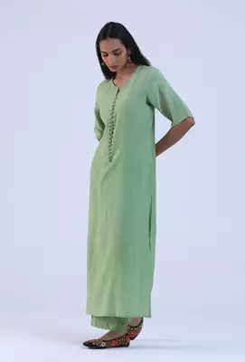 Green cotton kurta with pant 2