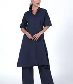 Navy blue cotton kurta & pant set