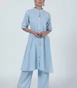 Sky blue cotton kurta & pant set
