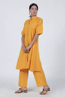 Yellow cotton kurta & pant set 2