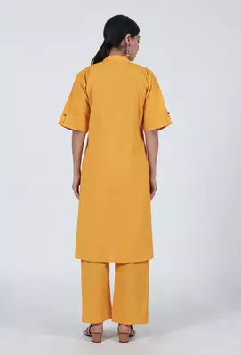 Yellow cotton kurta & pant set 3