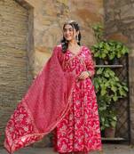 Raspberry cotton suit & dupatta set