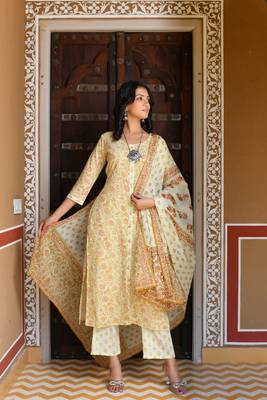 Powder blue & star white alia cut suit set with organza dupatta 1
