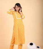 Cotton mustard yellow straight fit kurta set