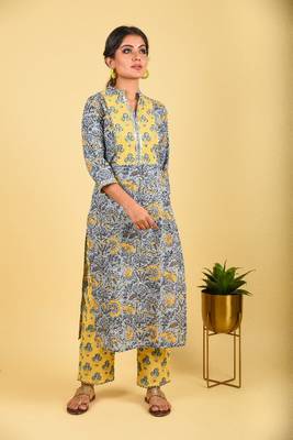 2-piece powder blue with lemon yellow yolk kurta sets 1