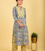 2-piece powder blue with lemon yellow yolk kurta sets