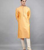 Woven Design Kurta Set - Peach