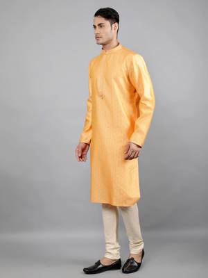 Woven Design Kurta Set - Peach 3