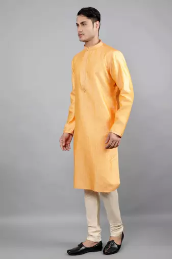 Woven Design Kurta Set - Peach