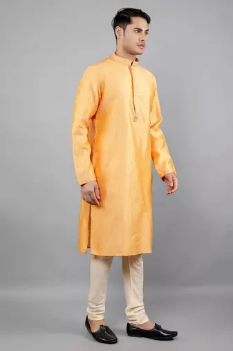 Woven Design Kurta Set - Peach
