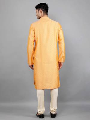 Woven Design Kurta Set - Peach 5