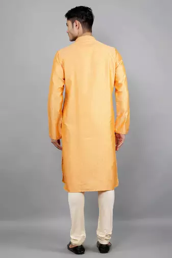 Woven Design Kurta Set - Peach