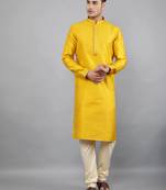 Woven Design Kurta Set - Mustard
