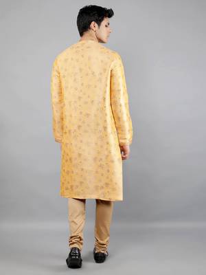 Woven Design Kurta Set - Mustard 5