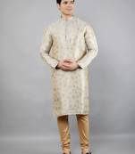 Woven Design Kurta Set - Grey