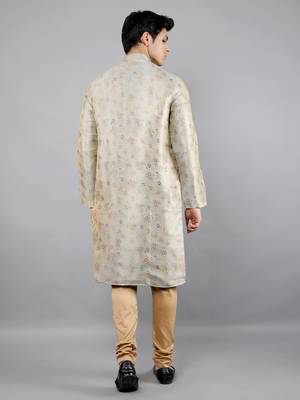 Woven Design Kurta Set - Grey 5